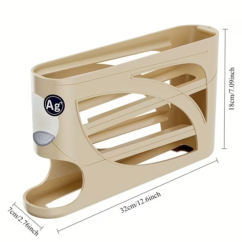 4-Layer Rolling Egg Rack – Automatic Sliding Multi-Layer Stackable Egg Storage
