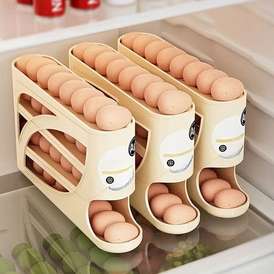 4-Layer Rolling Egg Rack – Automatic Sliding Multi-Layer Stackable Egg Storage
