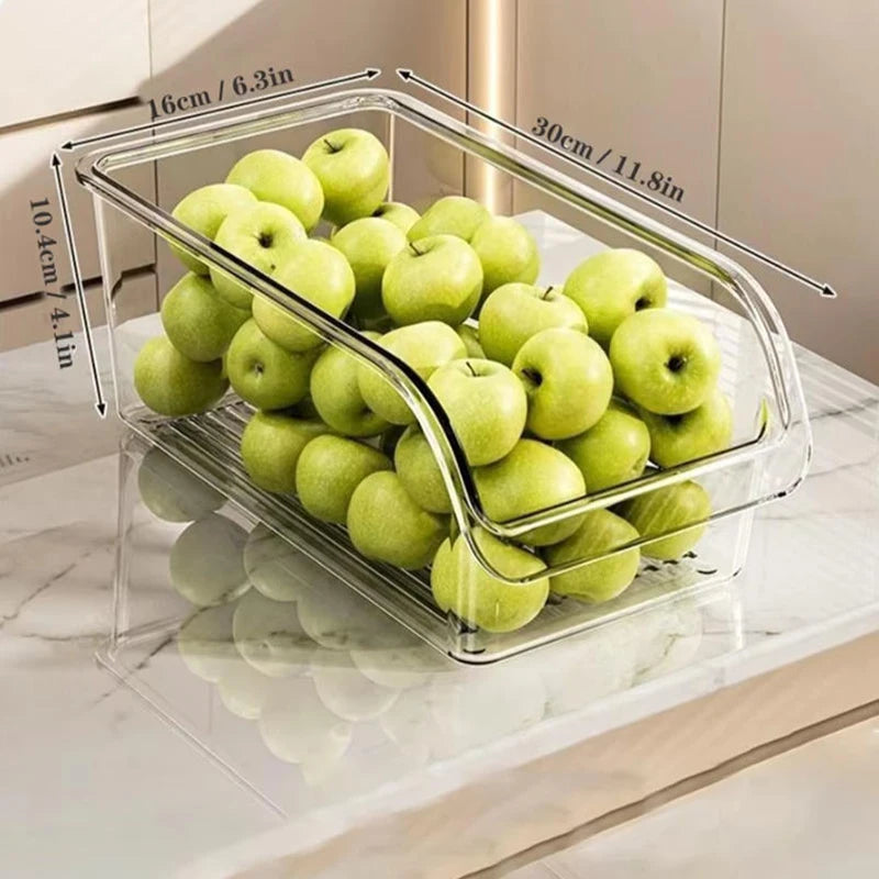 Clear Refrigerator Organizer Bins — Pull-Out Drawer for Eggs, Veggies & Snacks