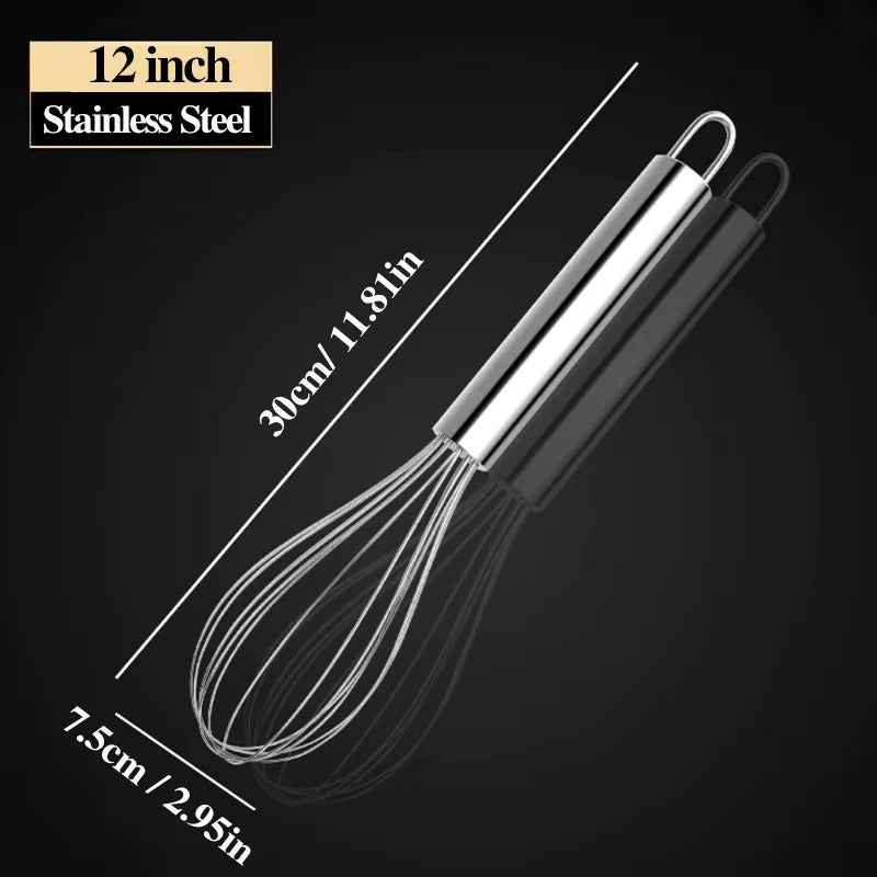 Stainless Steel Manual Egg Beater — Hand Whisk for Baking & Cooking