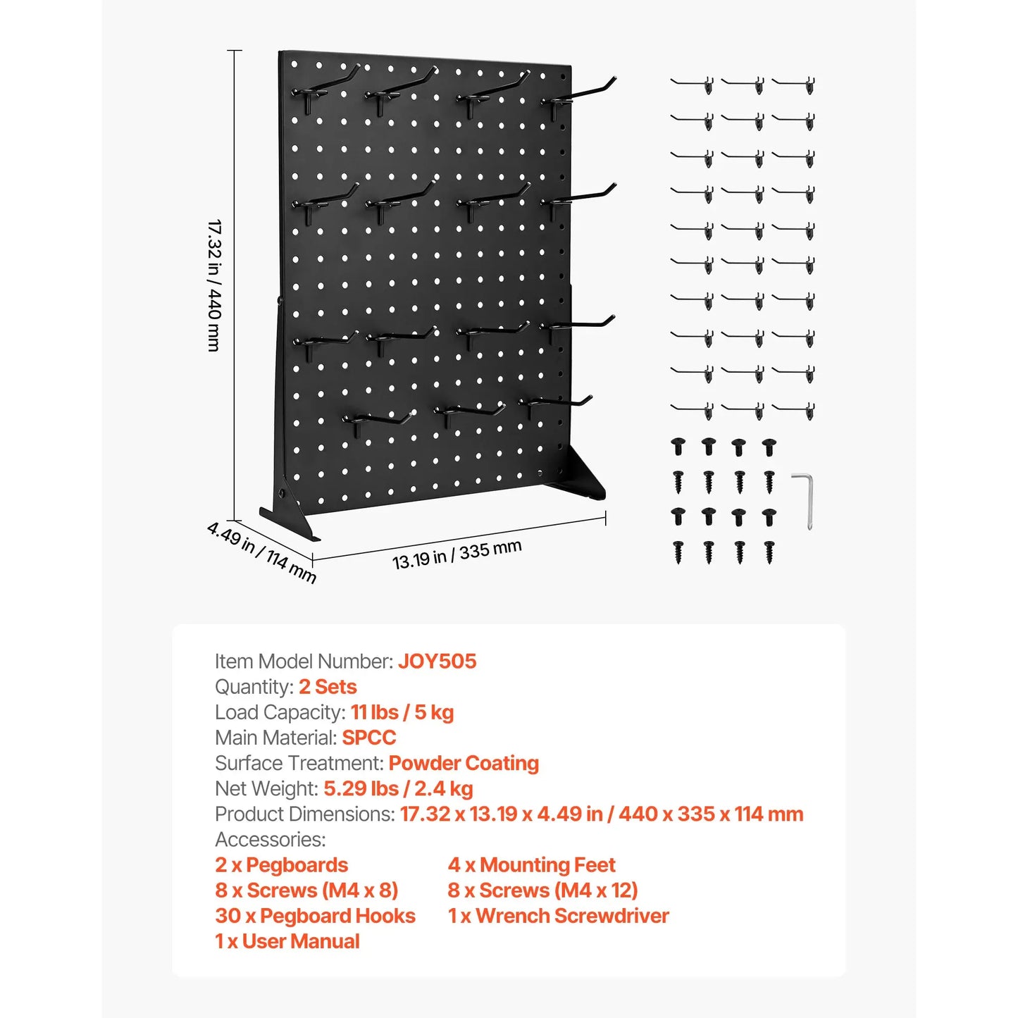Tabletop Pegboard Display Stand — 17x13in Steel Peg Board with 15 Hooks for Retail & Jewelry