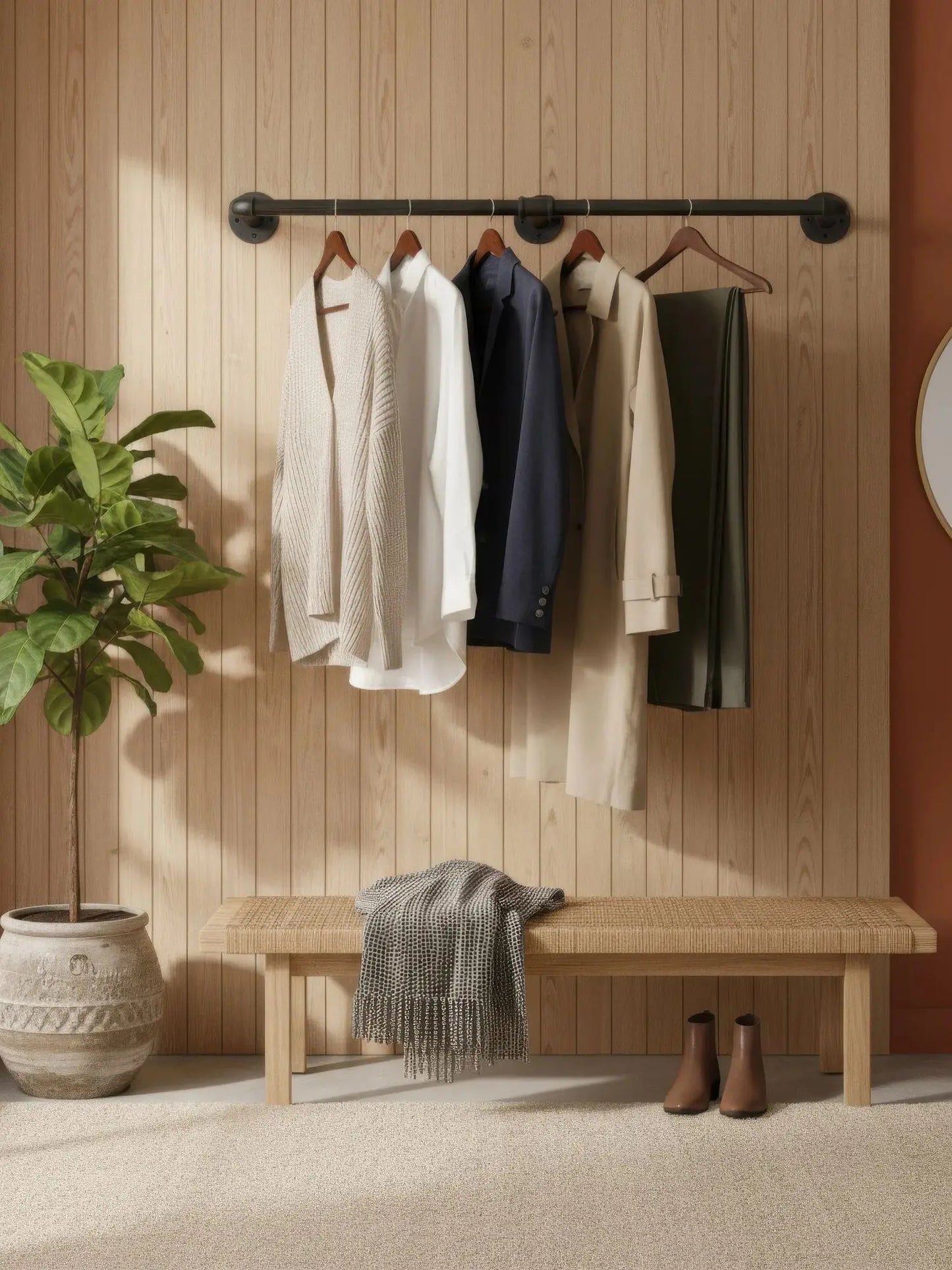 Industrial Pipe Clothes Rack — Heavy Duty Wall Mounted Garment Bar, Detachable 90–180cm