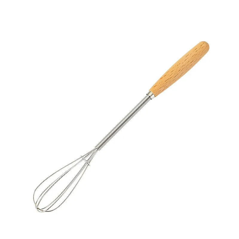 Premium Stainless Steel Whisk — Solid Wood Handle for Baking & Cooking