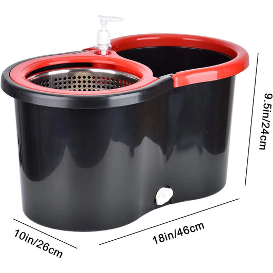 Spin Mop and Bucket Set — 61" Extendable Handle, Stainless Steel Basket & 3 Microfiber Heads