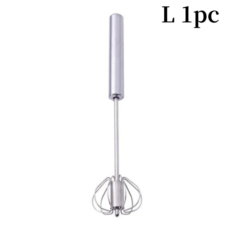 Semi-Automatic Egg Whisk — Stainless Steel Manual Stirring Rod & Cream Blender