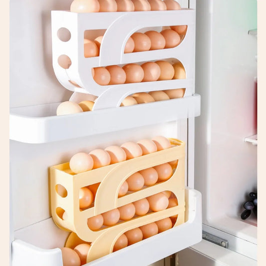 Automatic Egg Roller Organizer Rack — 3 & 4 Layer | Space-Saving Fridge Egg Holder