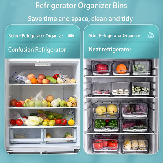 Stackable Fridge Organizer Bins — Reusable Food Storage Containers