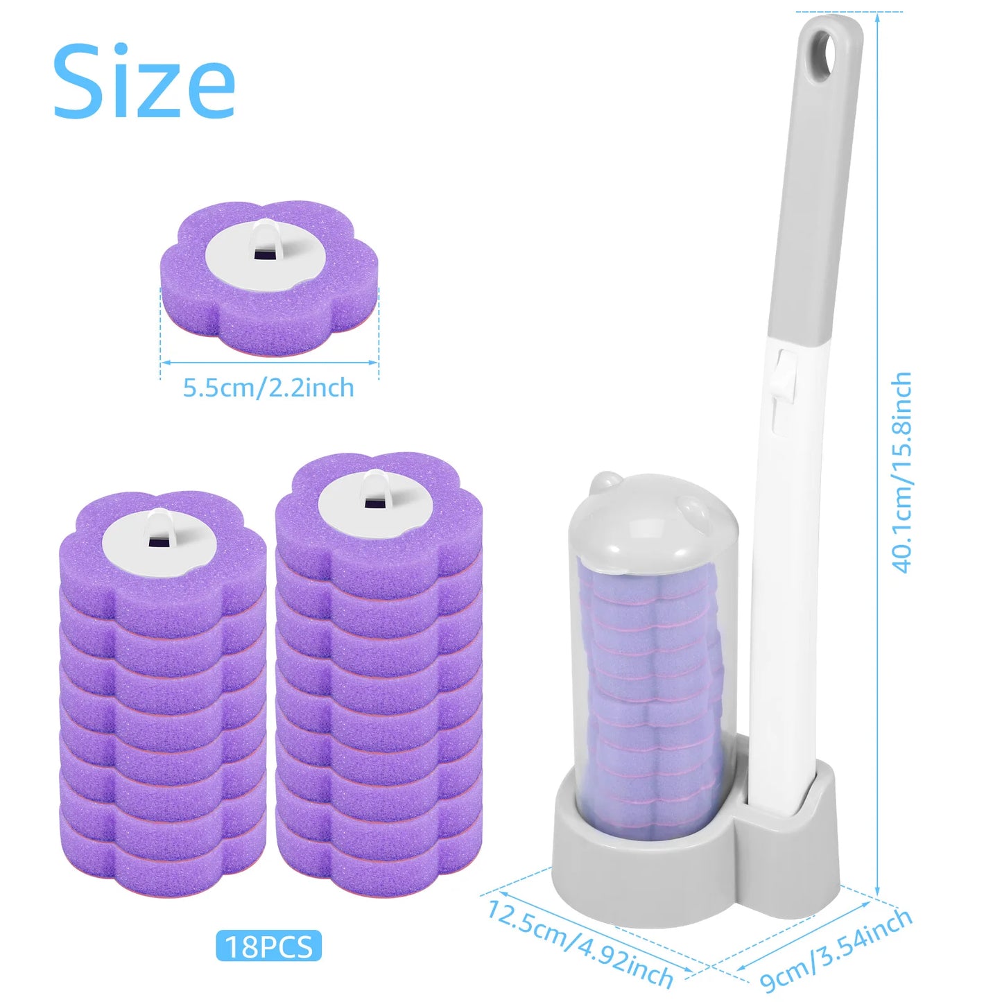 Disposable Toilet Brush Kit – Replacement Heads with Long Handle & Wall Mount
