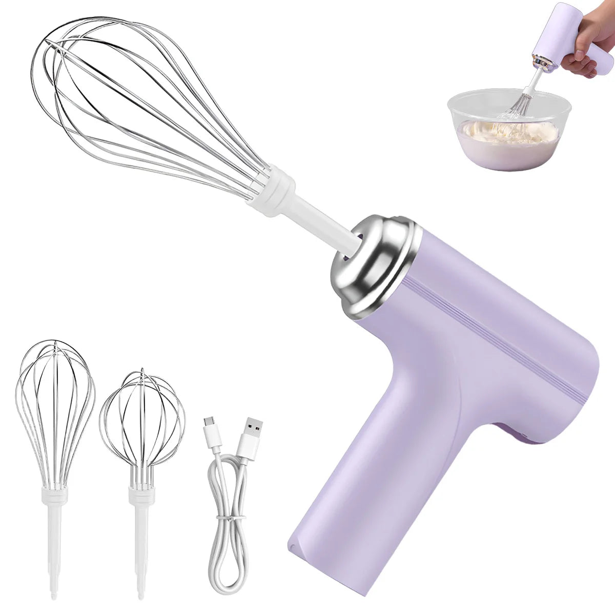 Wireless Electric Egg Beater — Handheld Food Mixer with 3 Speed Settings