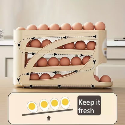 4-Layer Rolling Egg Rack – Automatic Sliding Multi-Layer Stackable Egg Storage