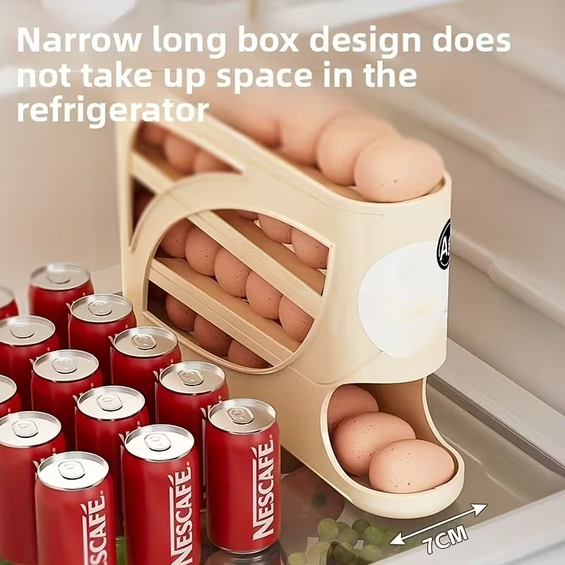 4-Layer Rolling Egg Rack – Automatic Sliding Multi-Layer Stackable Egg Storage