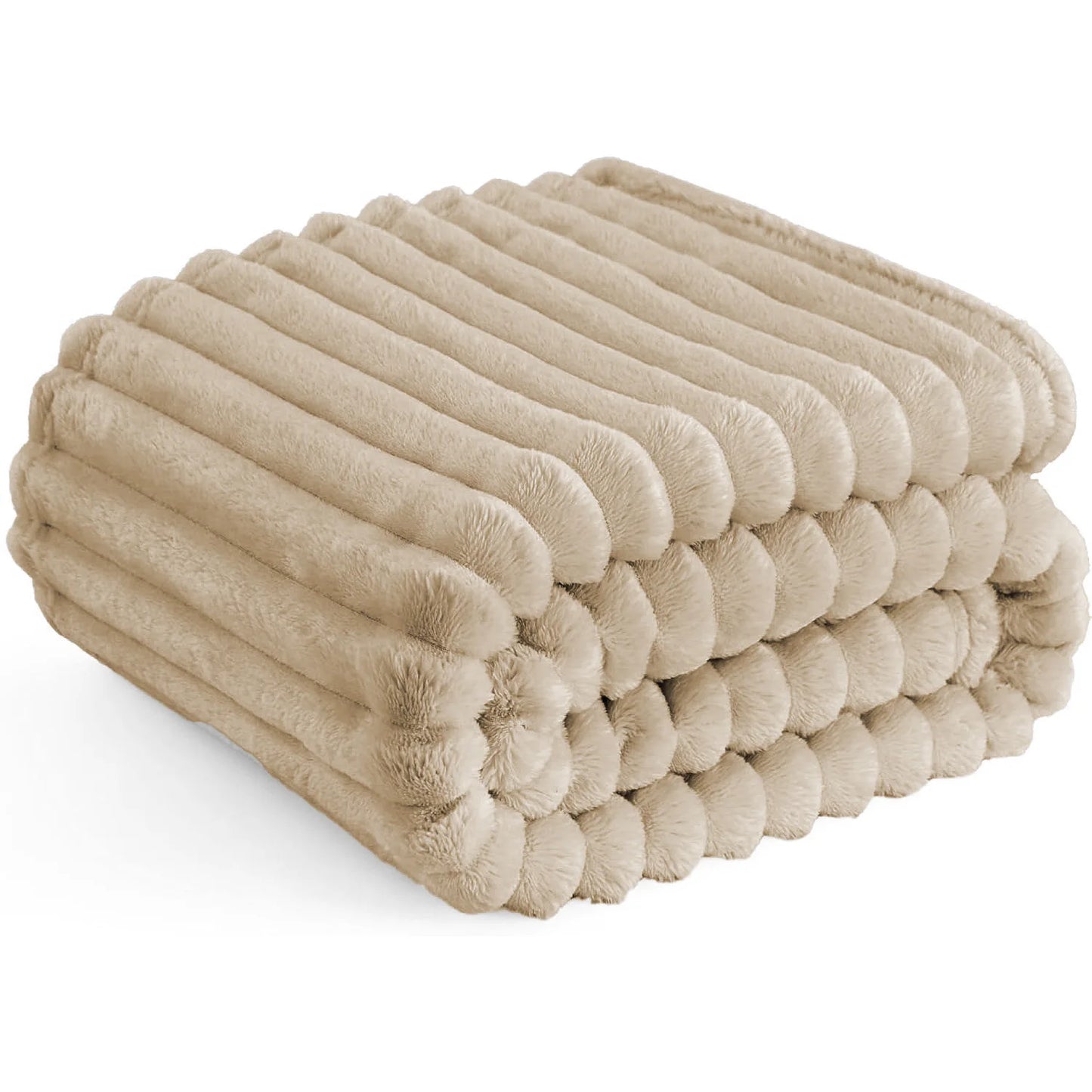 Soft Faux Fur Striped Blanket — Warm Thick Fleece for Bed, Sofa & Travel