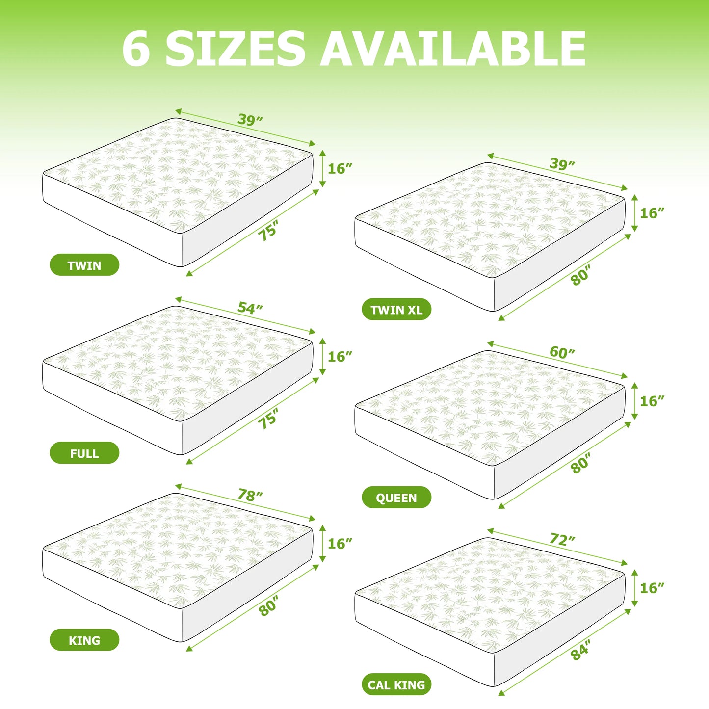 Lux Decor Cooling Bamboo Mattress Protector — 100% Waterproof Fitted Sheet Style, Deep Pocket