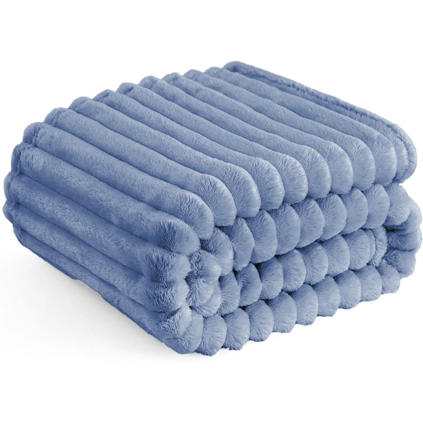 Soft Faux Fur Striped Blanket — Warm Thick Fleece for Bed, Sofa & Travel