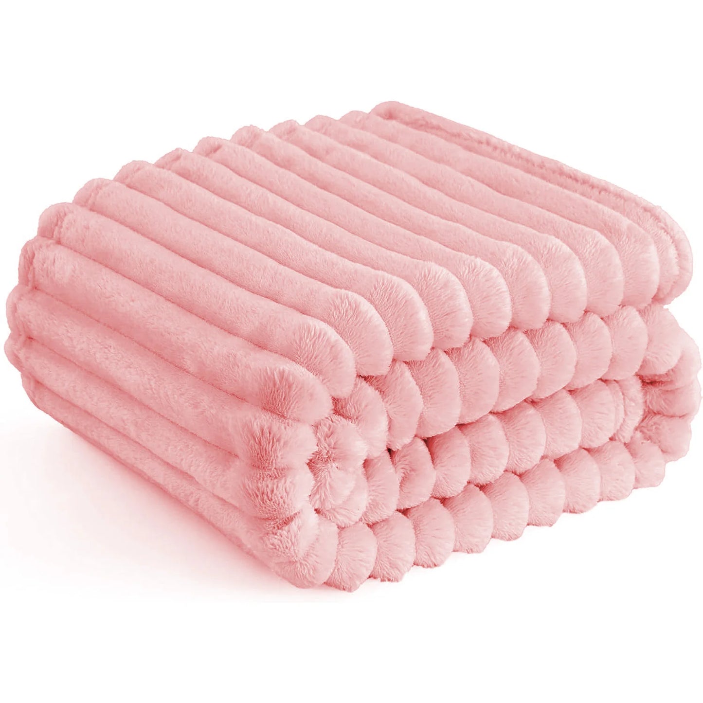 Soft Faux Fur Striped Blanket — Warm Thick Fleece for Bed, Sofa & Travel