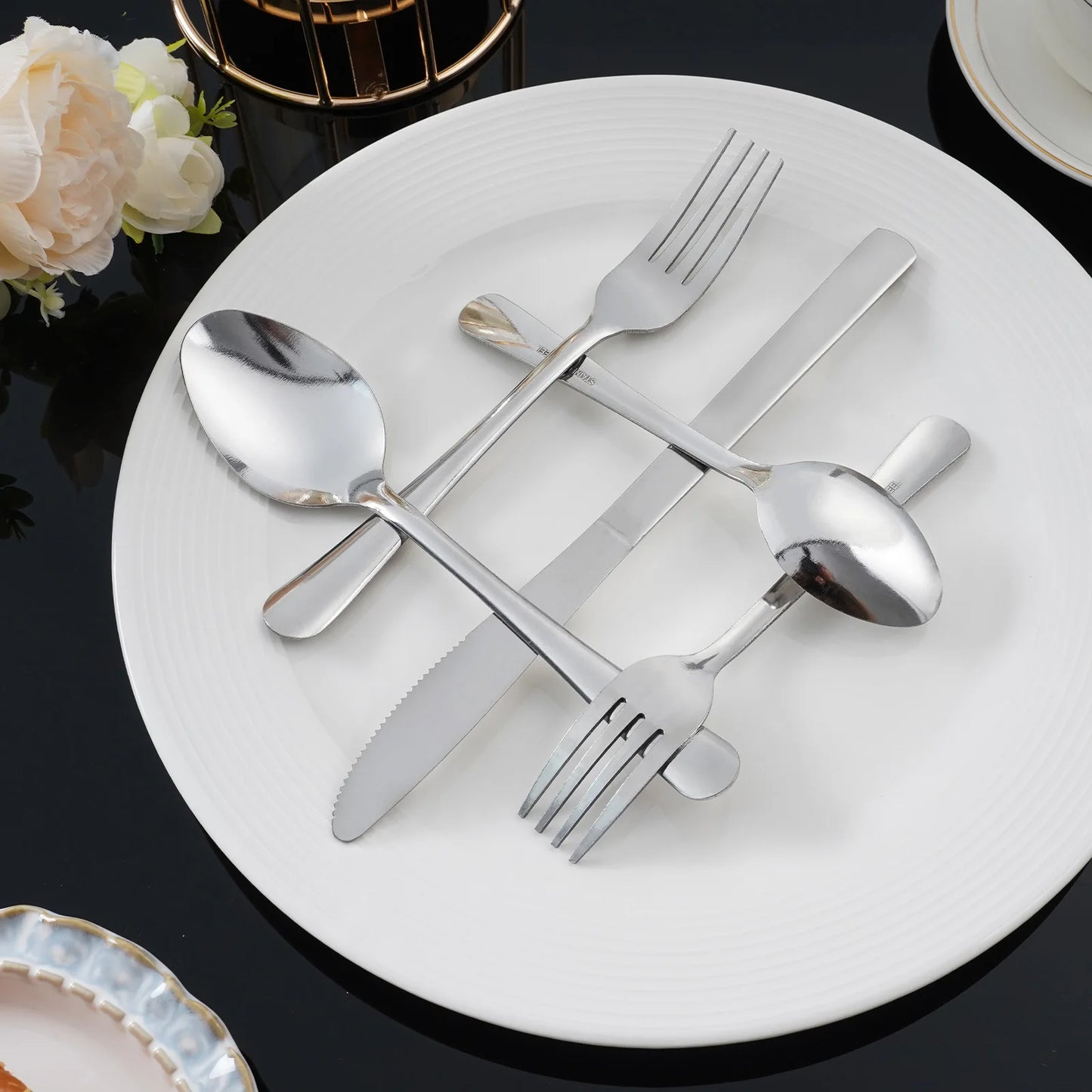 HANSMART 60-Piece Stainless Steel Flatware Set — Windsor Silverware for 12, Dishwasher Safe