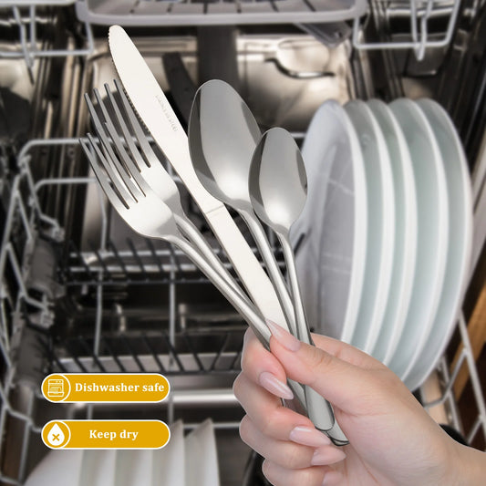HANSMART 60-Piece Stainless Steel Flatware Set — Windsor Silverware for 12, Dishwasher Safe