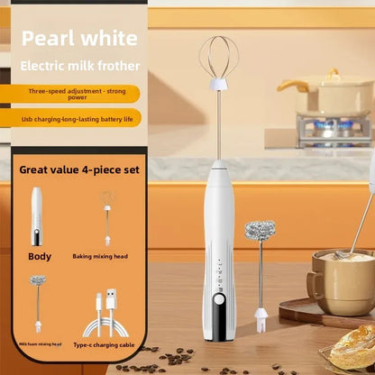 2-in-1 USB Rechargeable Electric Egg Beater & Milk Frother — Double Head Whisk