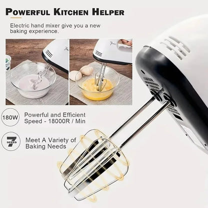 Rechargeable Electric Hand Mixer | 7-Speed Double Whisk