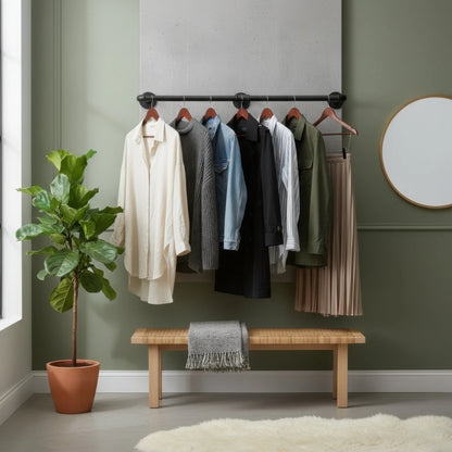 Industrial Pipe Clothes Rack — Heavy Duty Wall Mounted Garment Bar, Detachable 90–180cm