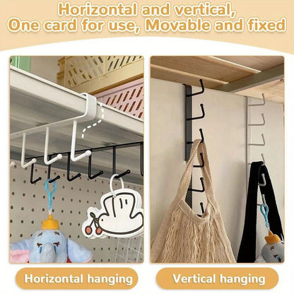 6-Hook Stainless Steel Mug and Cup Holder Rack — Under Cabinet Kitchen Organizer