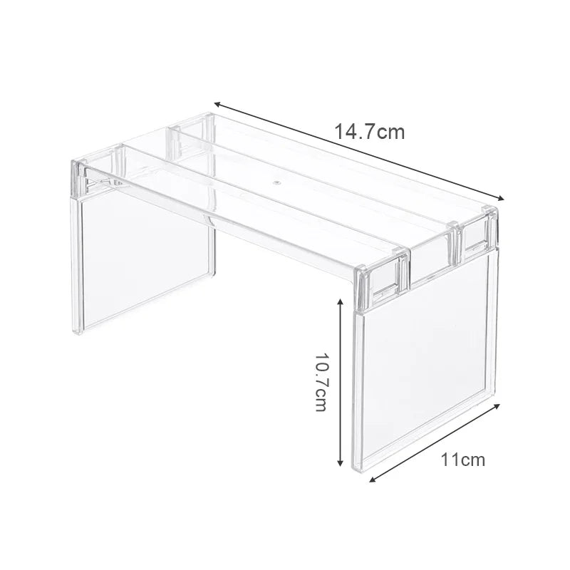 Layered Refrigerator Shelf Organizer — Transparent Stackable Storage Rack
