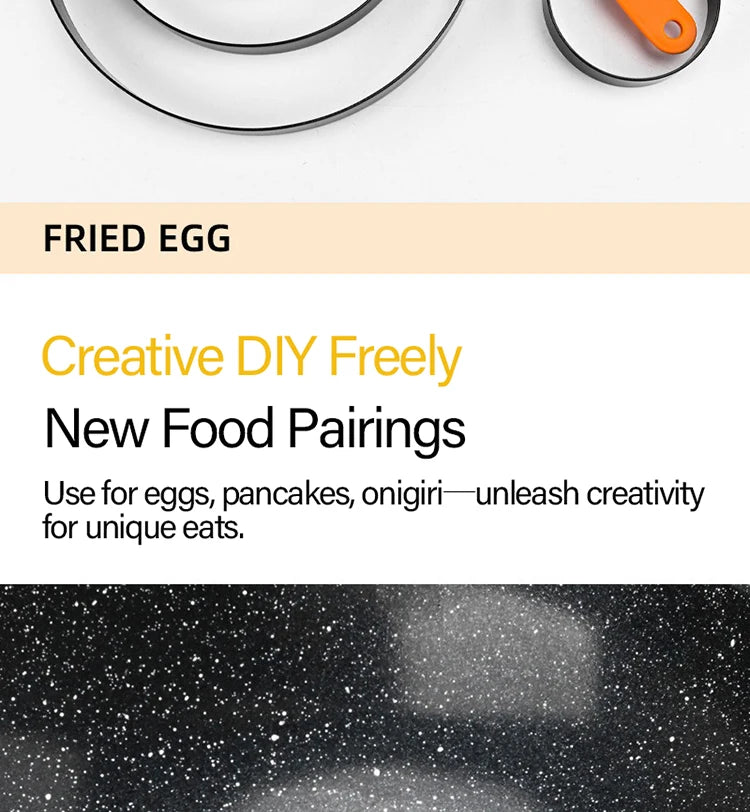 Stainless Steel Fried Egg Ring Mold — Heat-Resistant Silicone Handle & Non-Stick Egg Shaper