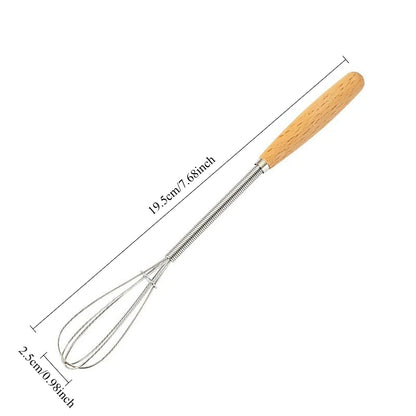 Premium Stainless Steel Whisk — Solid Wood Handle for Baking & Cooking