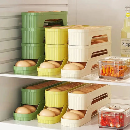 Durable Slide Egg Organizer Rack — 2, 3 & 4 Layer | Large Capacity Fridge Storage Box