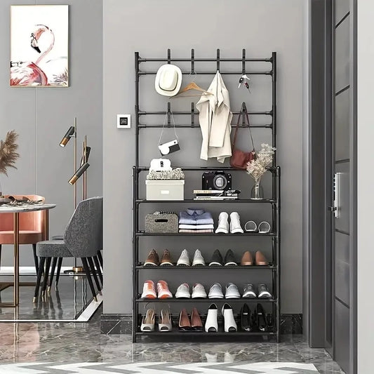 Hallway Clothes Hanger and Shoe Rack — Entryway Organizer for Shoes, Coats, Hats & Bags