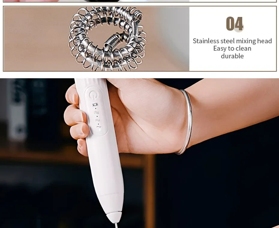 2-in-1 USB Rechargeable Electric Egg Beater & Milk Frother — Double Head Whisk