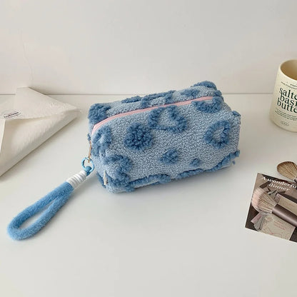 Plush Love Heart Cosmetic Bag – Travel Makeup Organizer