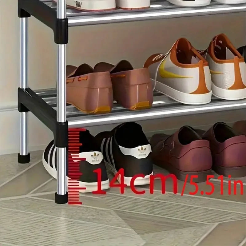 5-Layer Stackable Shoe Rack — Space-Saving Vertical Shoe Storage Cabinet in Black & Blue
