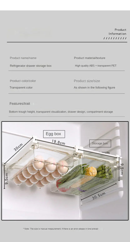 Under-Shelf Fridge Organizer — Egg, Fruit & Fresh Food Storage Rack