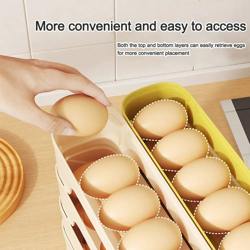 Durable Slide Egg Organizer Rack — 2, 3 & 4 Layer | Large Capacity Fridge Storage Box