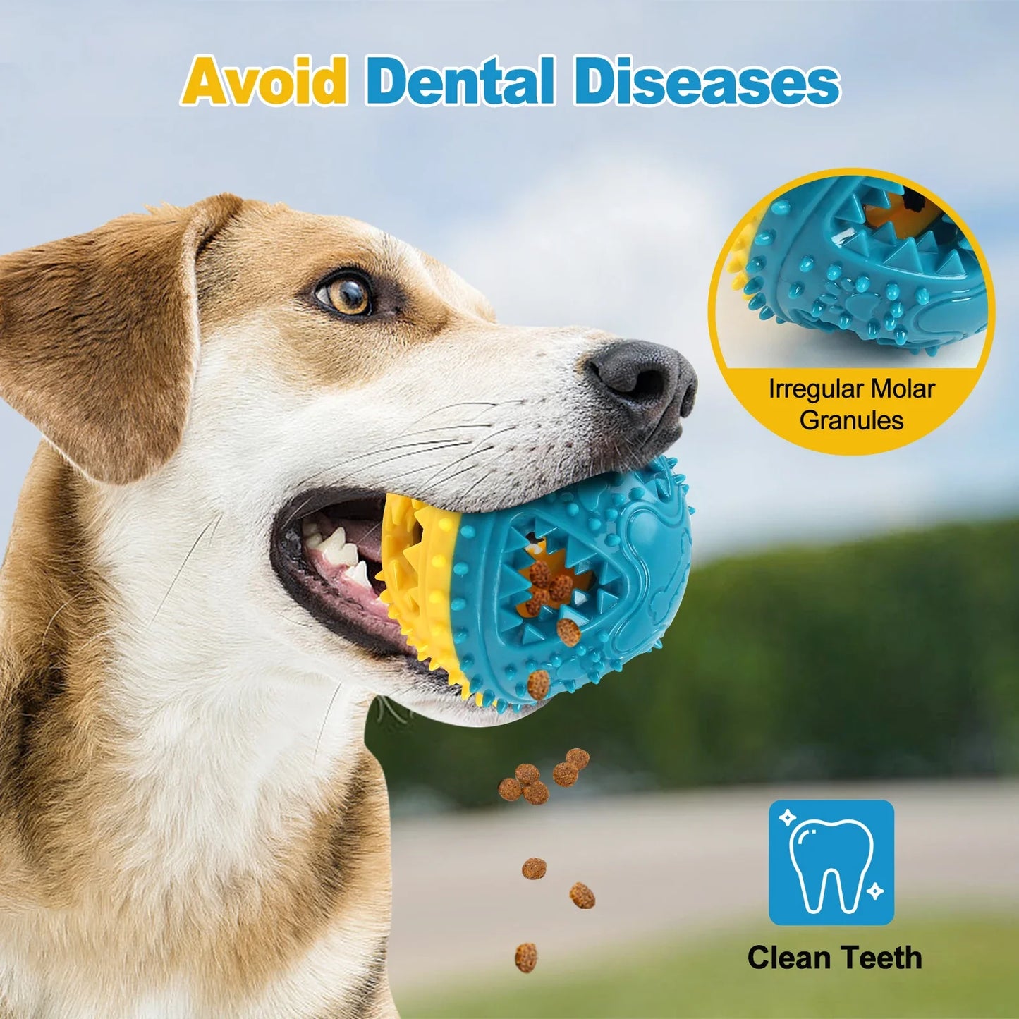 Dog Chew Toy Ball — Teeth Cleaning Leaking Food Interactive Puzzle Ball for Dogs