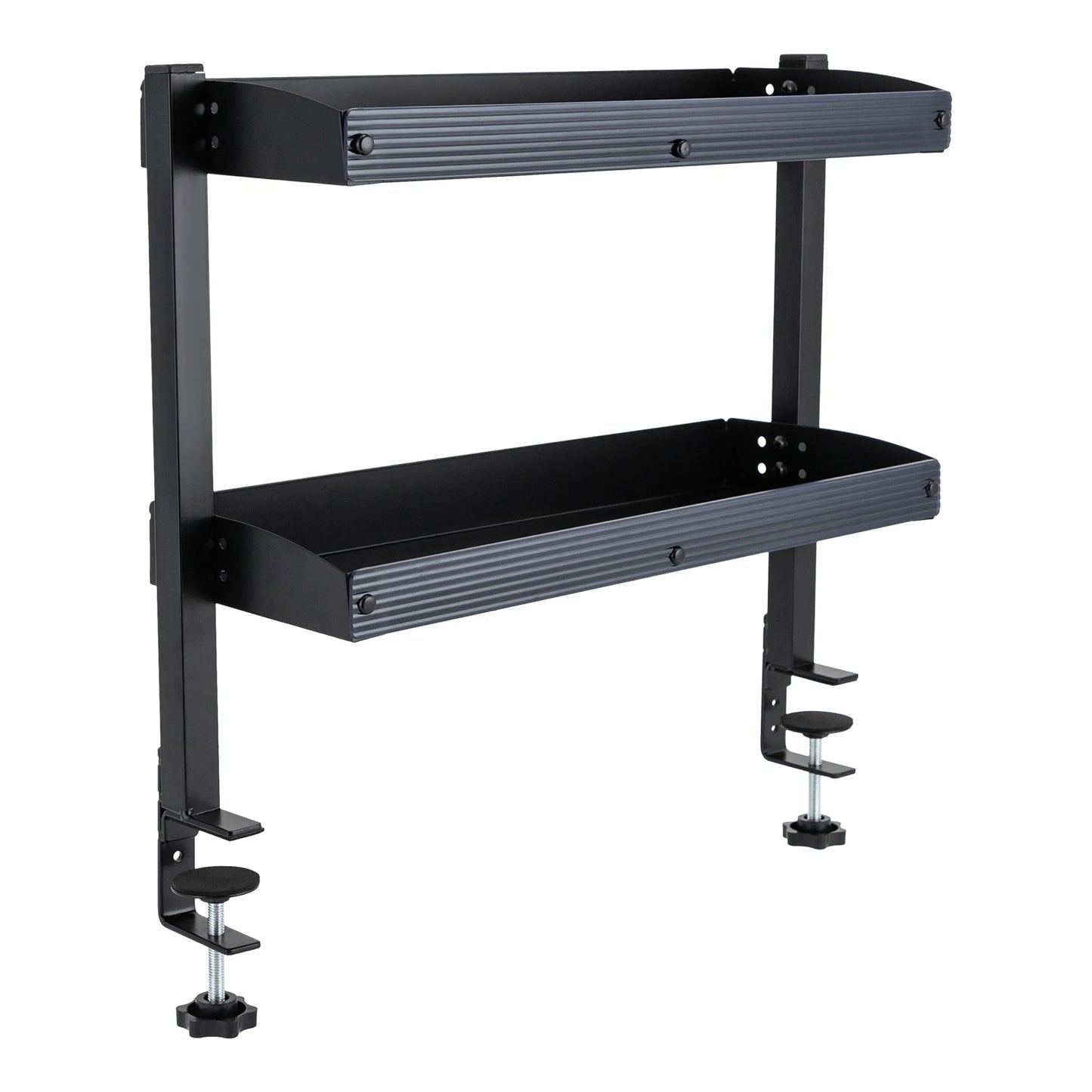 2-Tier Clamp-On Desk Shelf — Above or Under Table Corner Organizer, Black
