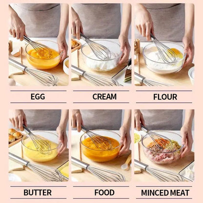 Stainless Steel Manual Egg Beater — Hand Whisk for Baking & Cooking