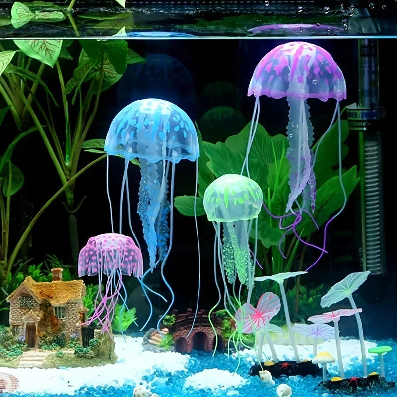 Artificial Glow Jellyfish Aquarium Decoration — Luminous Fish Tank Ornament