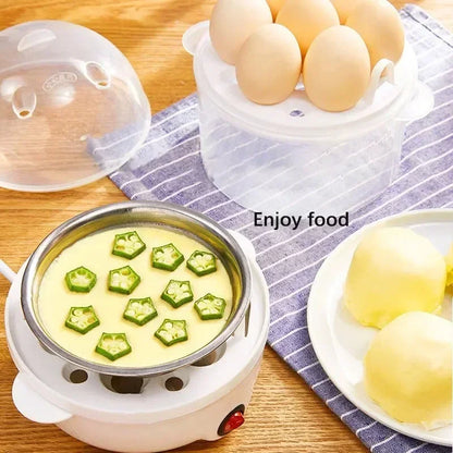 Double Layer Electric Egg Cooker & Steamer — Boil, Poach & Steam Eggs and Veggies