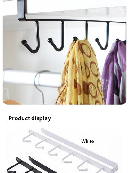 6-Hook Stainless Steel Mug and Cup Holder Rack — Under Cabinet Kitchen Organizer