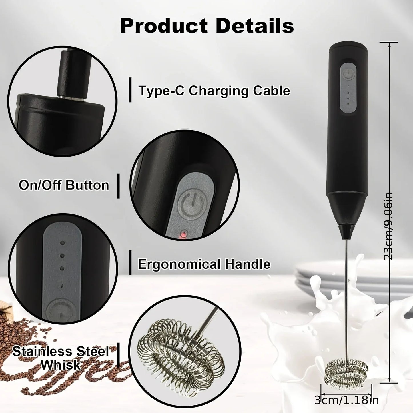 Mini Milk Frother — USB Rechargeable 3-Speed Electric Foam Maker & Coffee Whisk