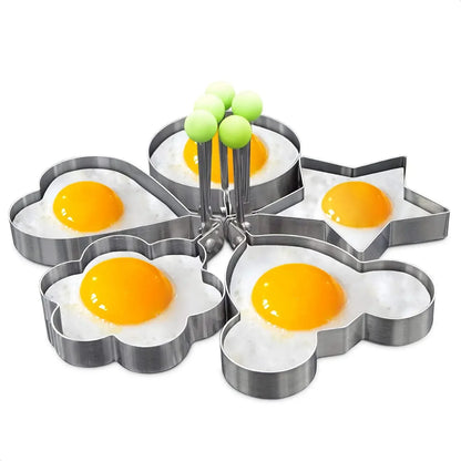 Stainless Steel Egg & Omelette Mold Set — Fun Shapes for Pancakes & Fried Eggs