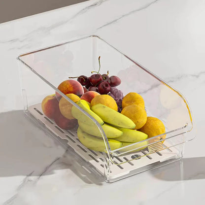 Clear Refrigerator Organizer Bins — Pull-Out Drawer for Eggs, Veggies & Snacks