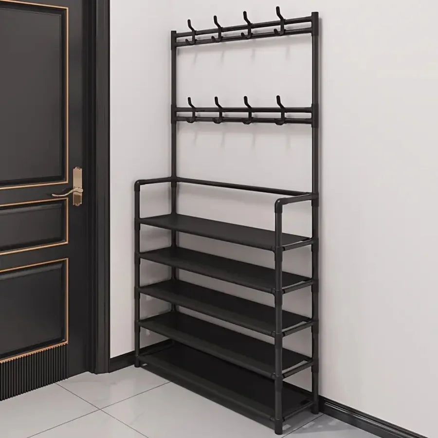 Hallway Clothes Hanger and Shoe Rack — Entryway Organizer for Shoes, Coats, Hats & Bags