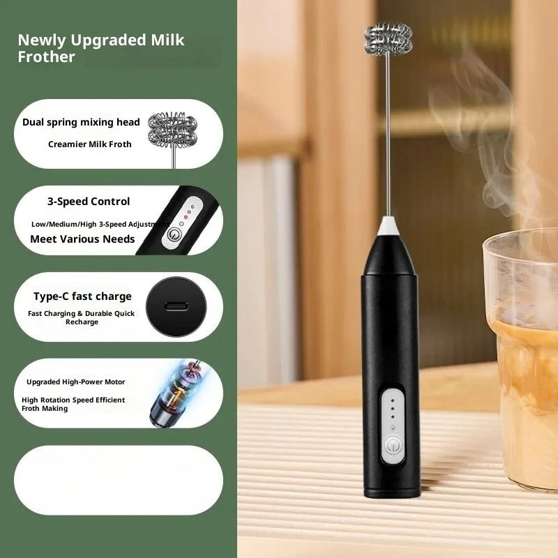 Mini Milk Frother — USB Rechargeable 3-Speed Electric Foam Maker & Coffee Whisk