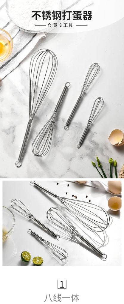 Rotary Manual Egg Beater — Stainless Steel Hand Whisk Mixer