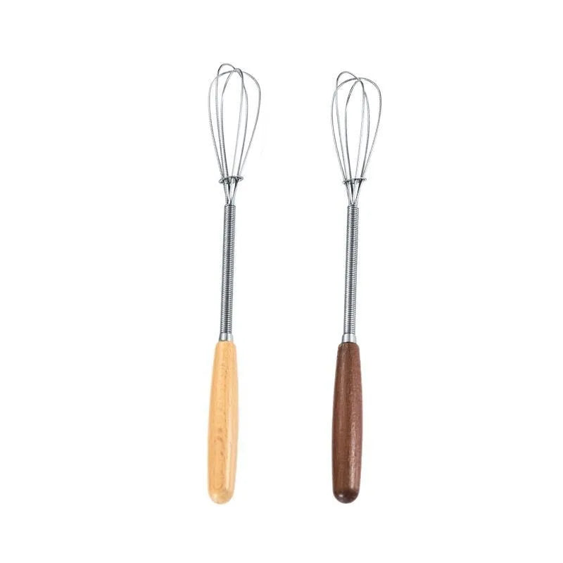 Premium Stainless Steel Whisk — Solid Wood Handle for Baking & Cooking