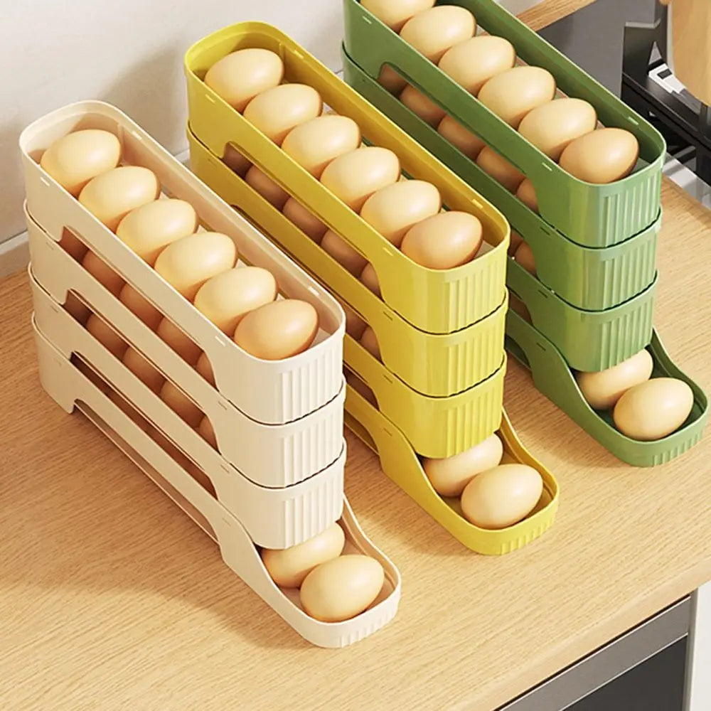 Durable Slide Egg Organizer Rack — 2, 3 & 4 Layer | Large Capacity Fridge Storage Box