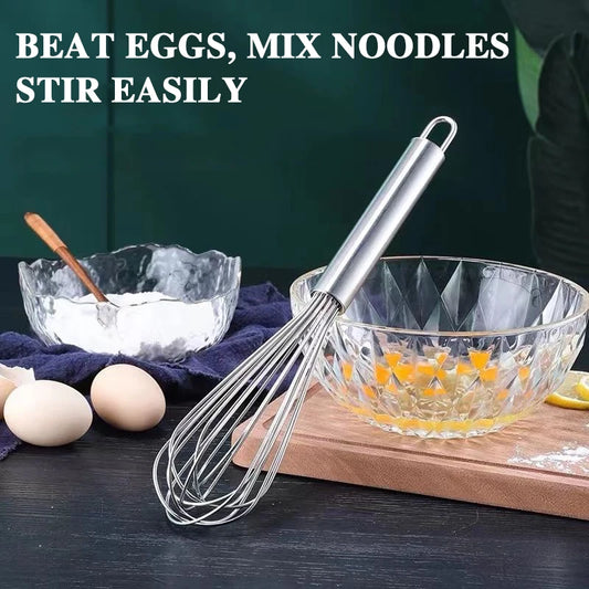 Stainless Steel Manual Egg Beater — Hand Whisk for Baking & Cooking